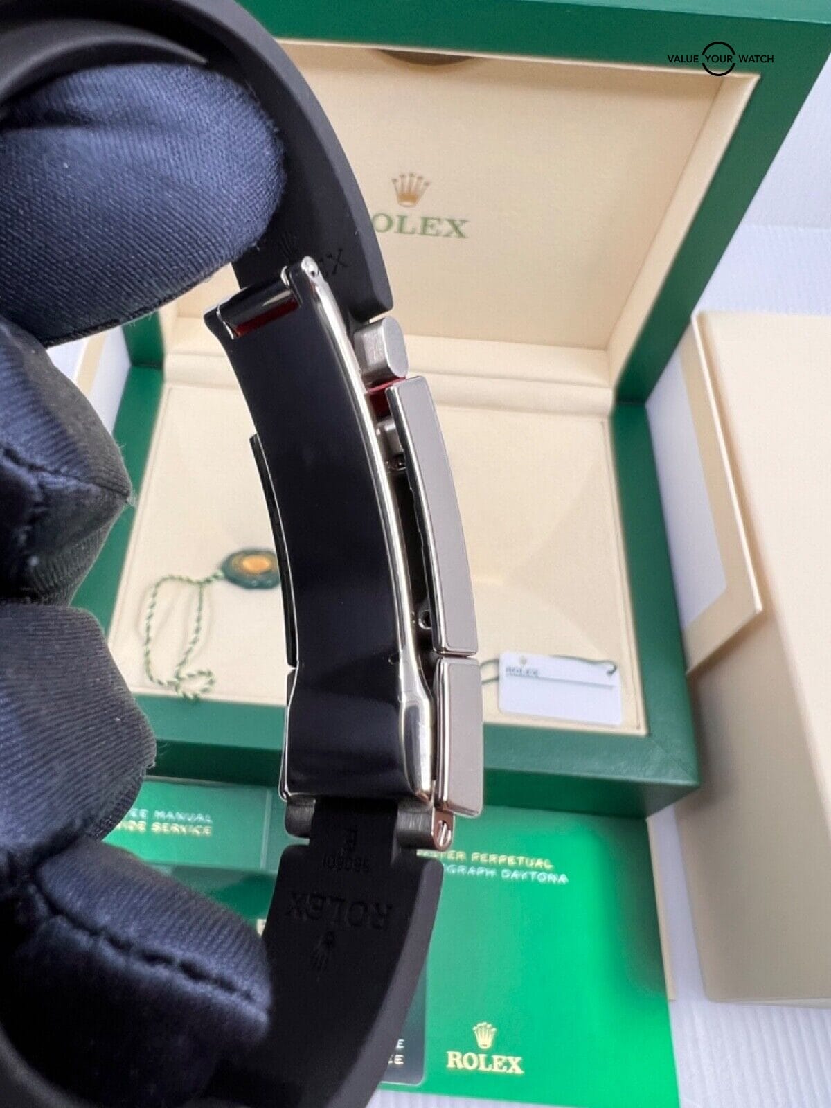 2023 June FULL FACTORY STICKERS Tag Meteorite Dial White Gold Oysterflex Daytona - Image 4