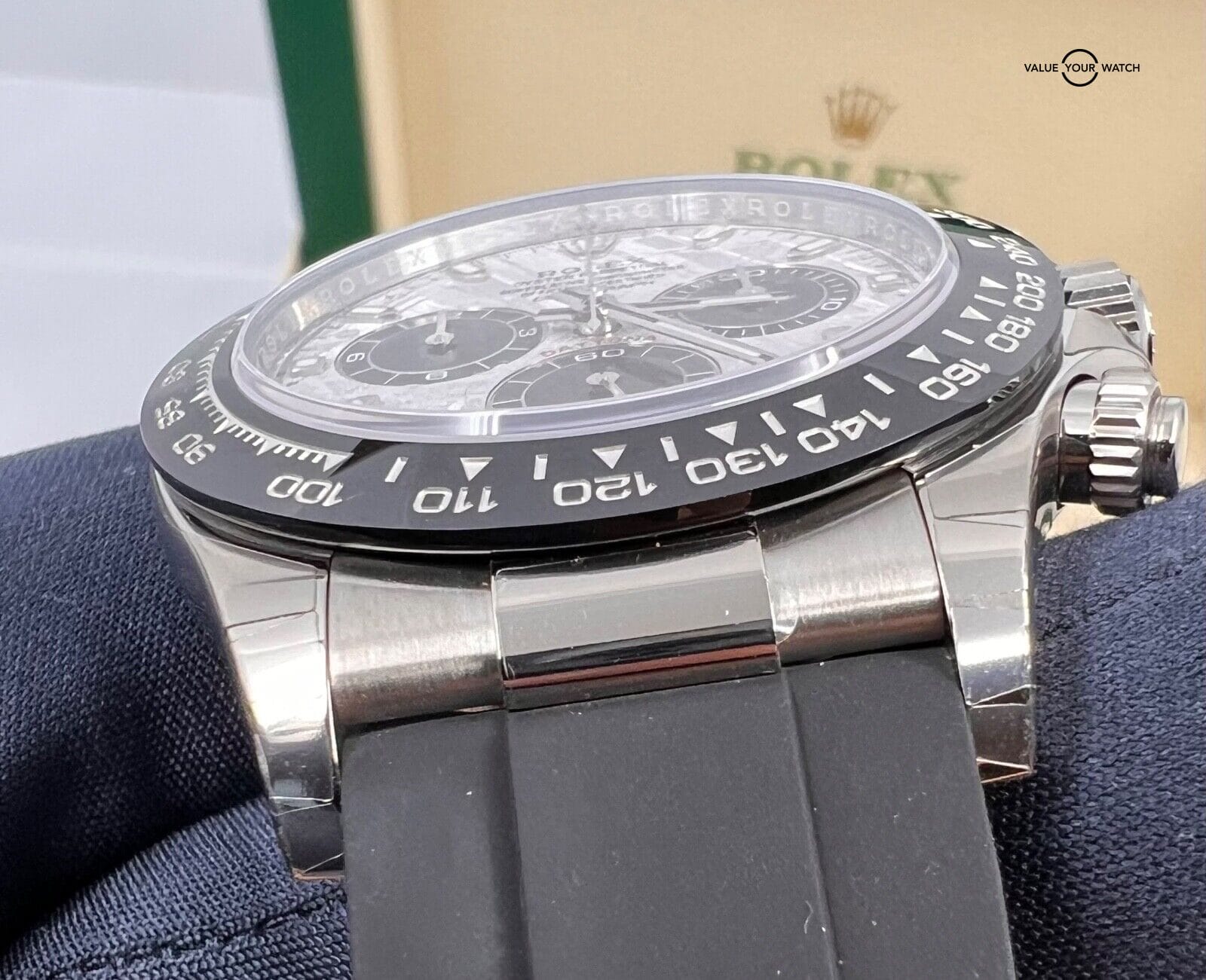 2023 June FULL FACTORY STICKERS Tag Meteorite Dial White Gold Oysterflex Daytona - Image 5