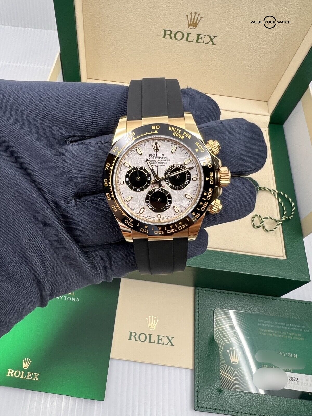 2022 with WT Unpolished Rolex Daytona 18k Yellow Gold Meteorite Dial Oysterflex