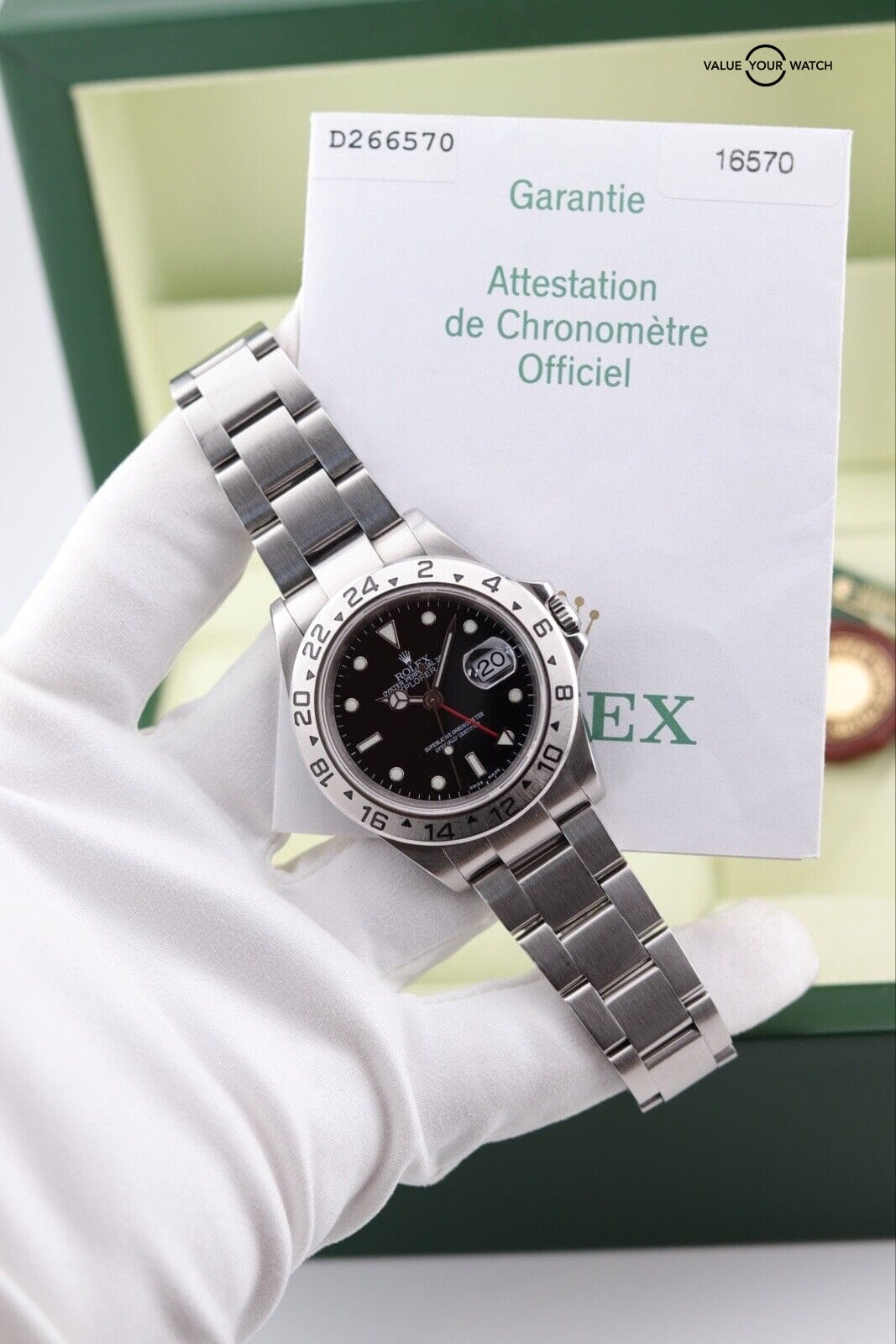 Rolex Explorer II GMT 16570 No Holes Case B&P - Image 8