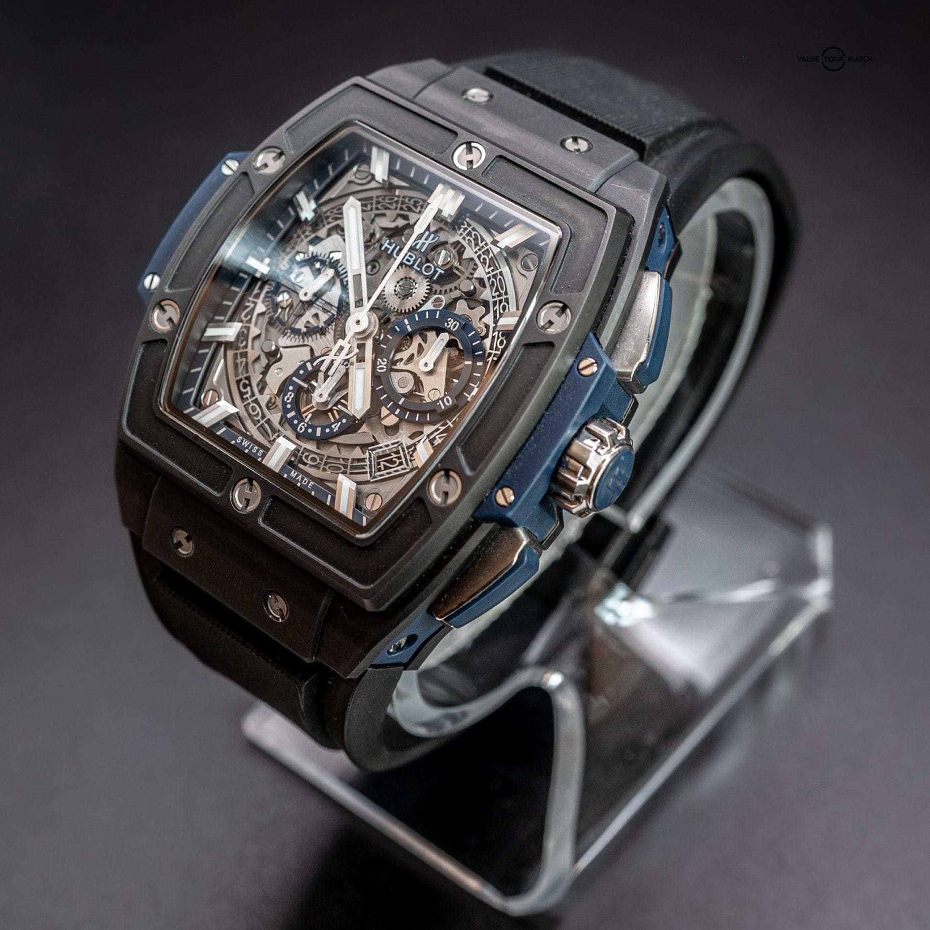 Hublot Spirit of Big Bang “Black & Blue” Chronograph, Ceramic Skeleton Dial (42mm, 641.CI.7170.LR) - Image 2