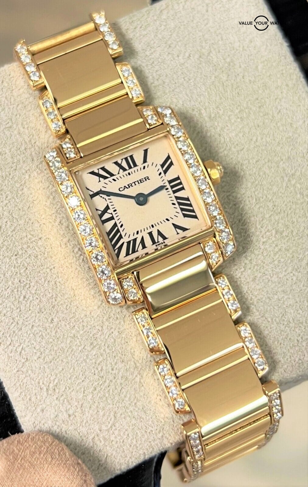 Cartier Tank Française W50002N2 Small 18K Yellow Gold Ladies Watch!