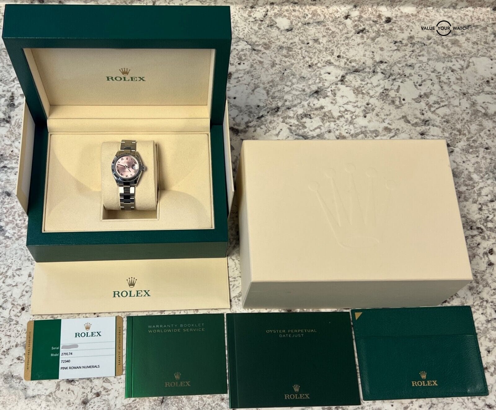 2019 Rolex Lady Datejust 28mm Pink Roman Dial 279174 BOXES/PAPERS! - Image 2