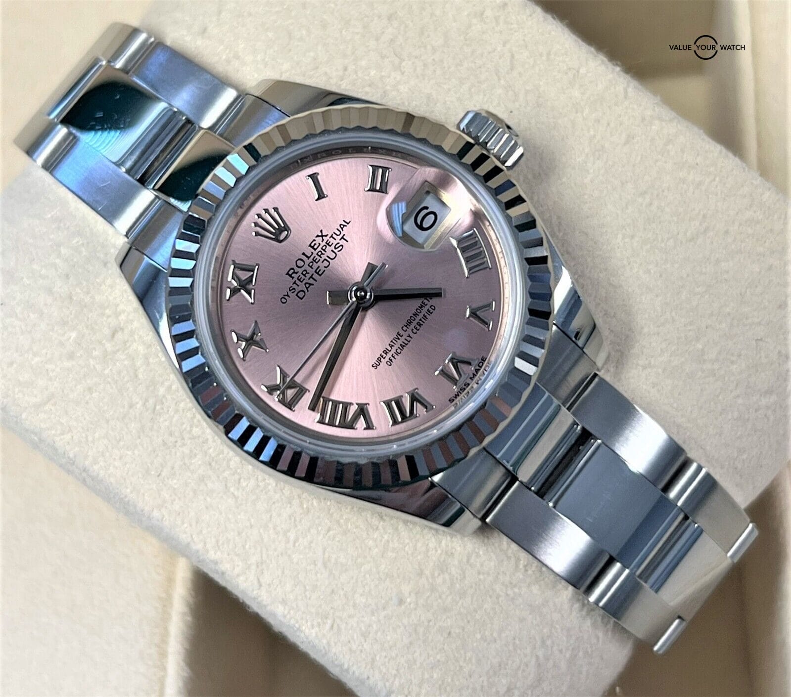 2019 Rolex Lady Datejust 28mm Pink Roman Dial 279174 BOXES/PAPERS! - Image 8