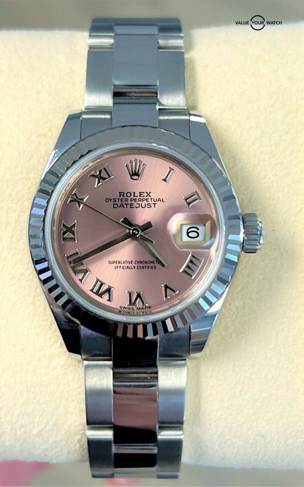 2019 Rolex Lady Datejust 28mm Pink Roman Dial 279174 BOXES/PAPERS! - Image 9