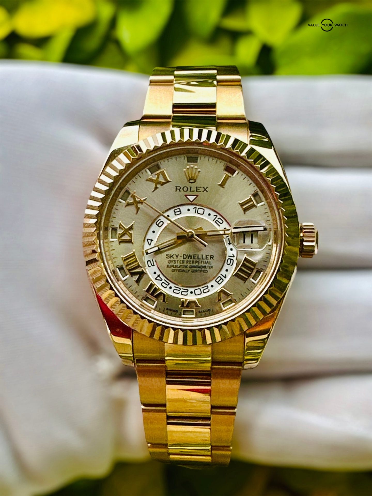 ROLEX SKY-DWELLER 326935 42MM 18K SUNDUST ROMAN DIAL EVEROSE ROSE GOLD - Image 3