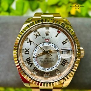 ROLEX SKY-DWELLER 326935 42MM 18K SUNDUST ROMAN DIAL EVEROSE ROSE GOLD