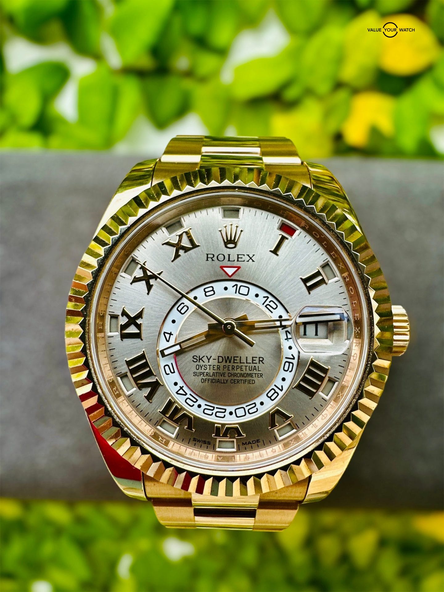 ROLEX SKY-DWELLER 326935 42MM 18K SUNDUST ROMAN DIAL EVEROSE ROSE GOLD