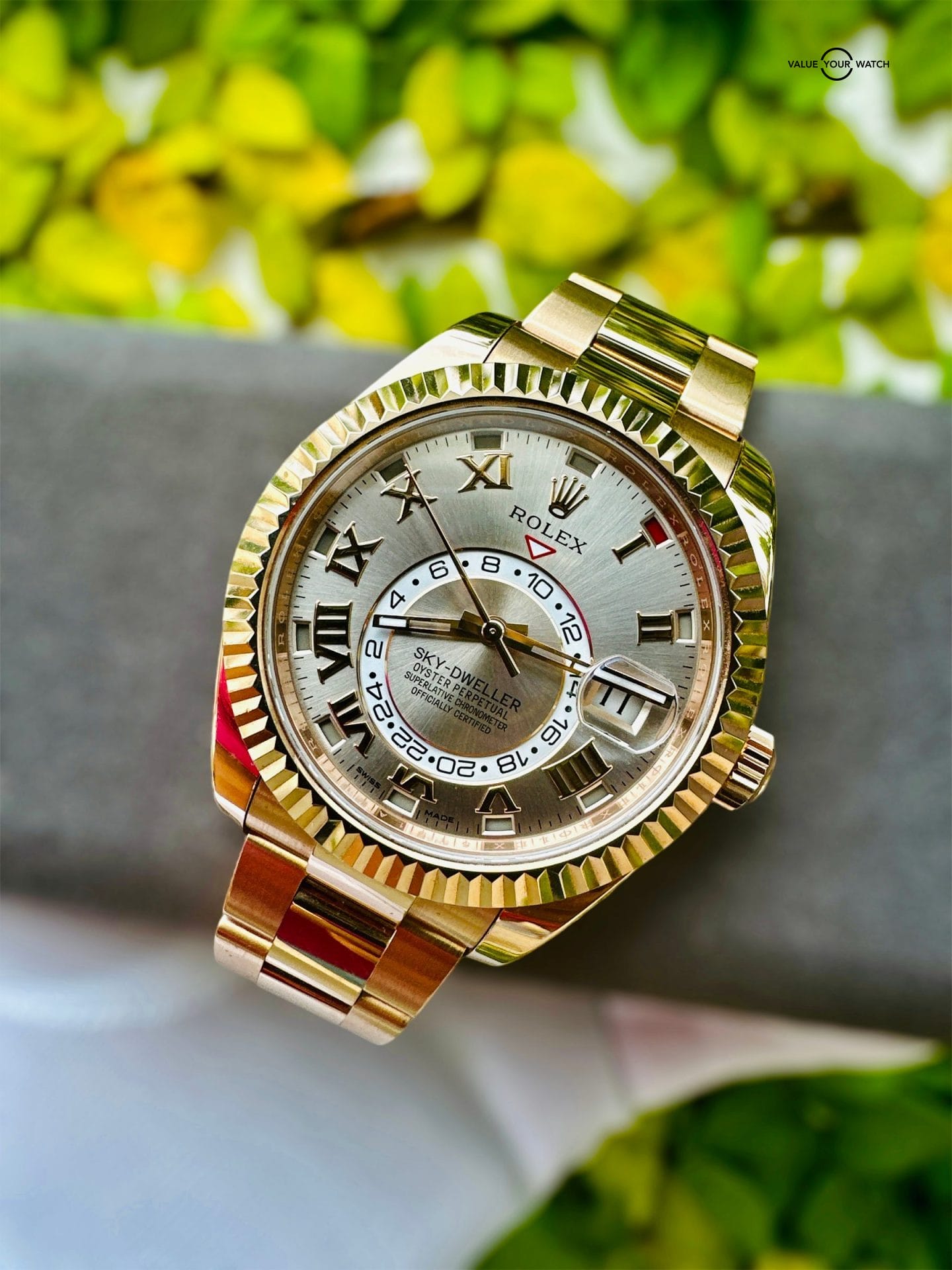 ROLEX SKY-DWELLER 326935 42MM 18K SUNDUST ROMAN DIAL EVEROSE ROSE GOLD - Image 4
