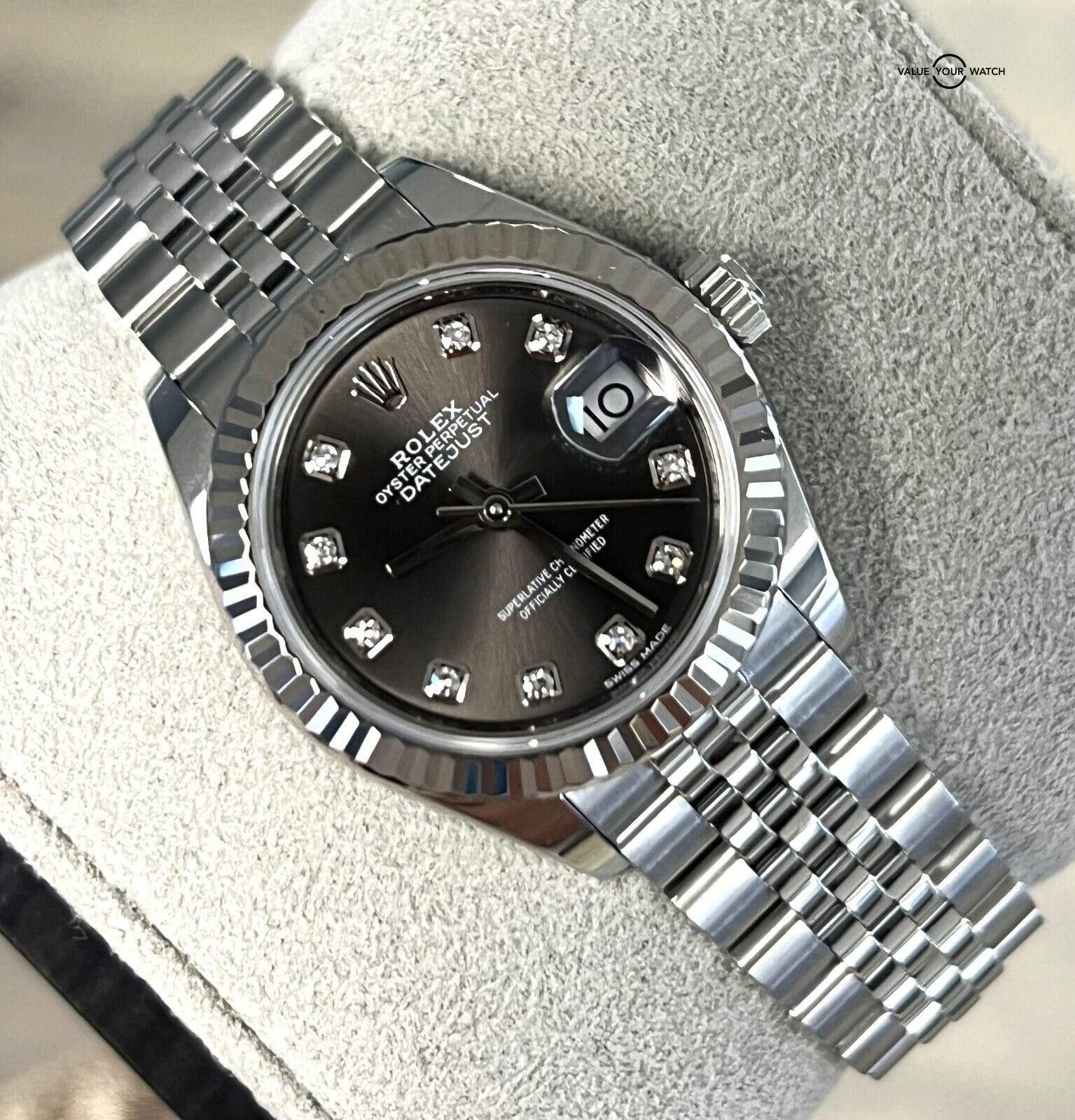 2019 Rolex Lady Datejust 28mm Dark Grey Diamond Dial 279174 BOXES/PAPERS! - Image 2