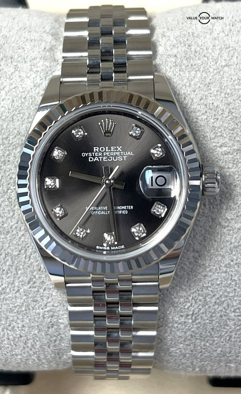 2019 Rolex Lady Datejust 28mm Dark Grey Diamond Dial 279174 BOXES/PAPERS! - Image 5