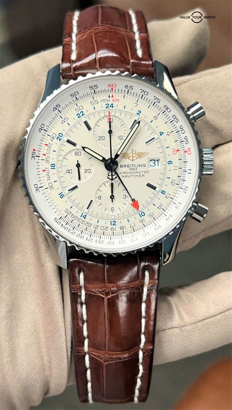 Breitling Navitimer World GMT 46 Silver Dial A24322 BOXES/PAPERS! - Image 2