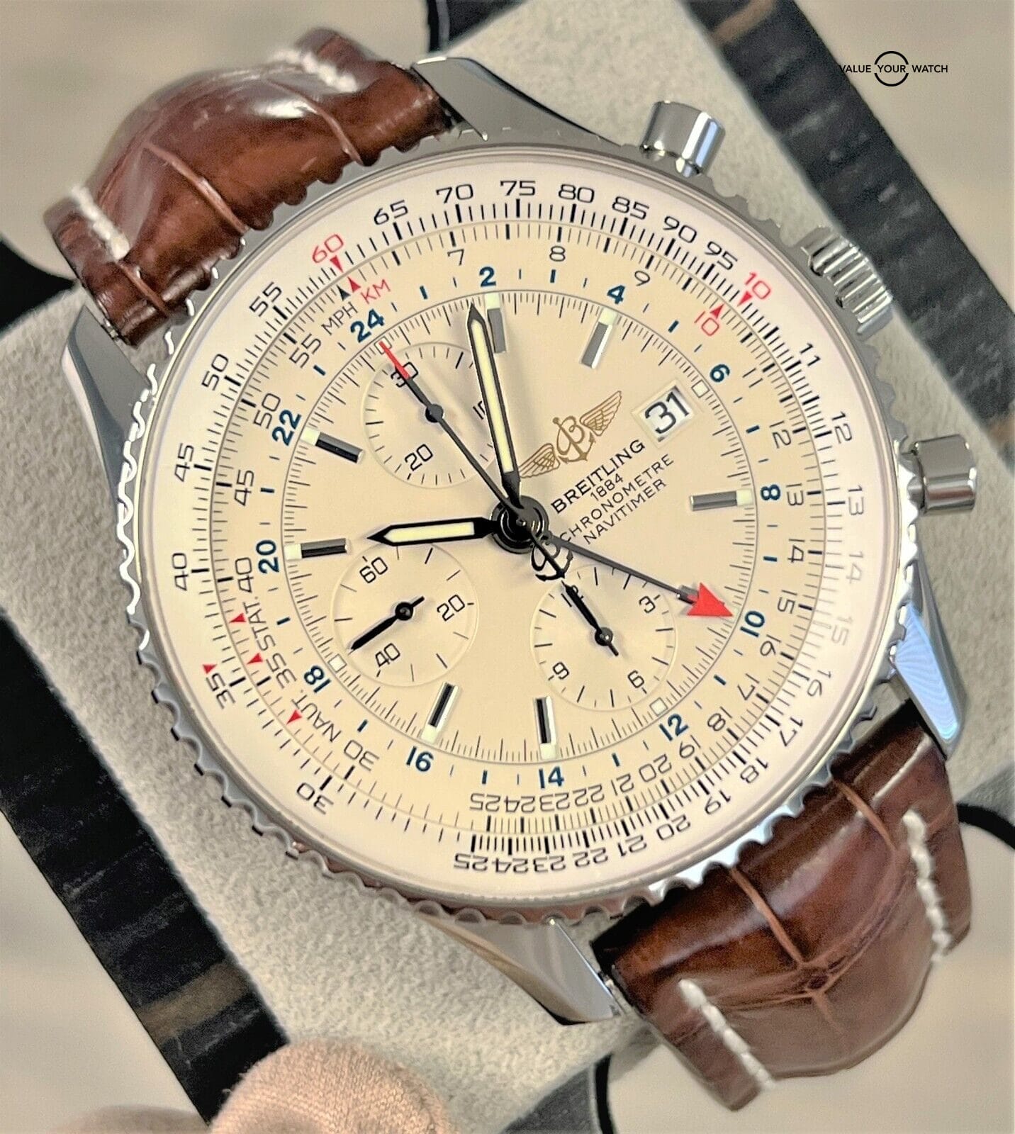 Breitling Navitimer World GMT 46 Silver Dial A24322 BOXES/PAPERS! - Image 6