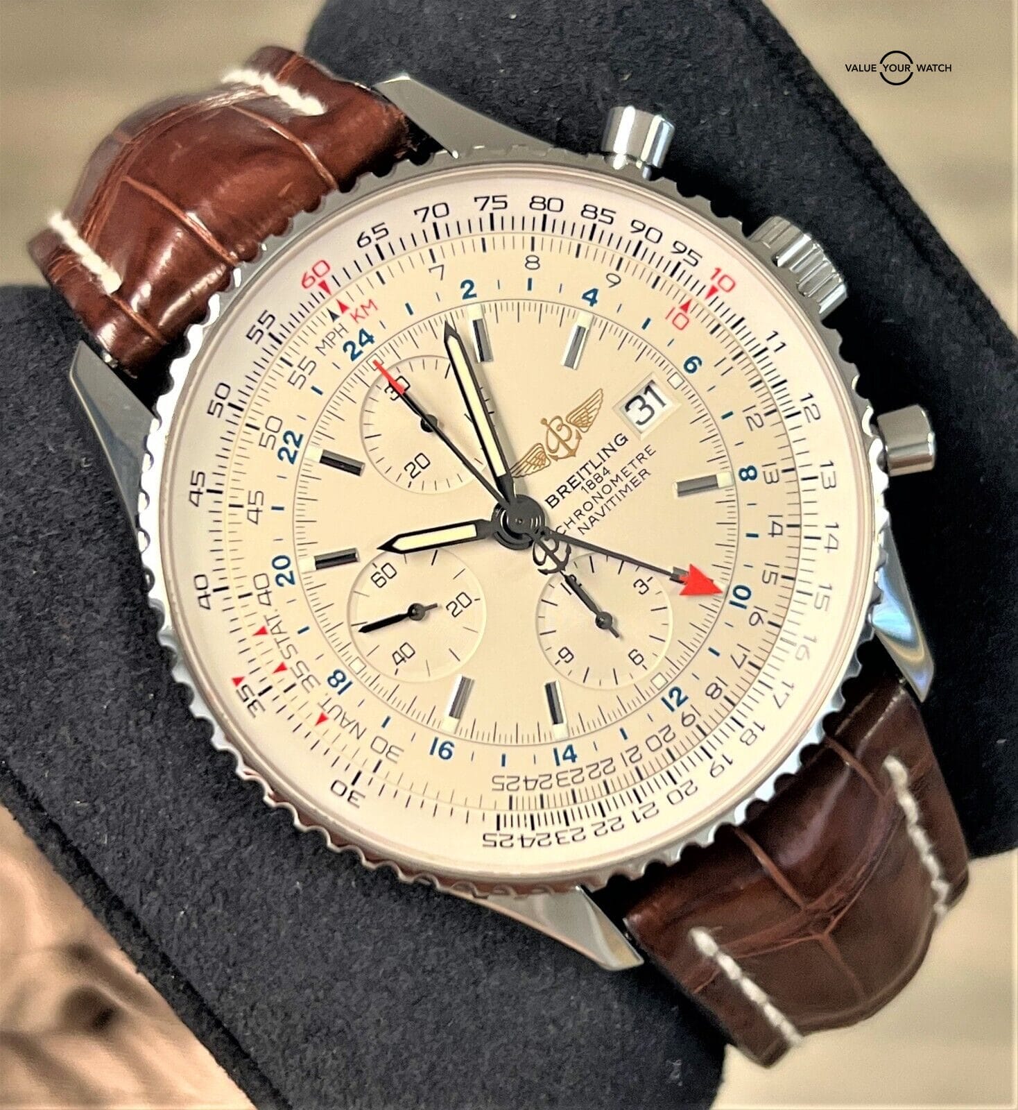 Breitling Navitimer World GMT 46 Silver Dial A24322 BOXES/PAPERS!