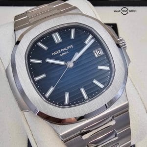 2022 December New Unworn Patek Philippe Nautilus White Gold Blue Dial 41mm