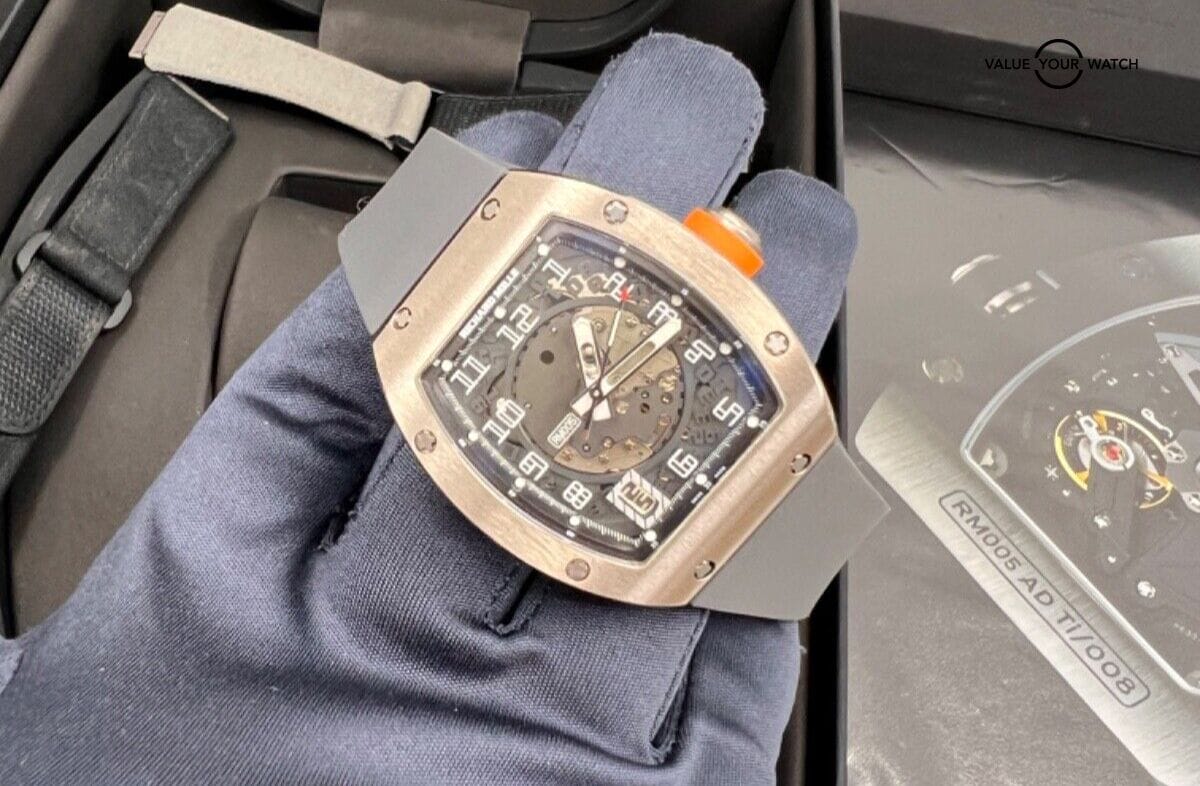 Richard Mille Box Papers 5 Straps RM 005 Automatic 18k White Gold Skeleton dial