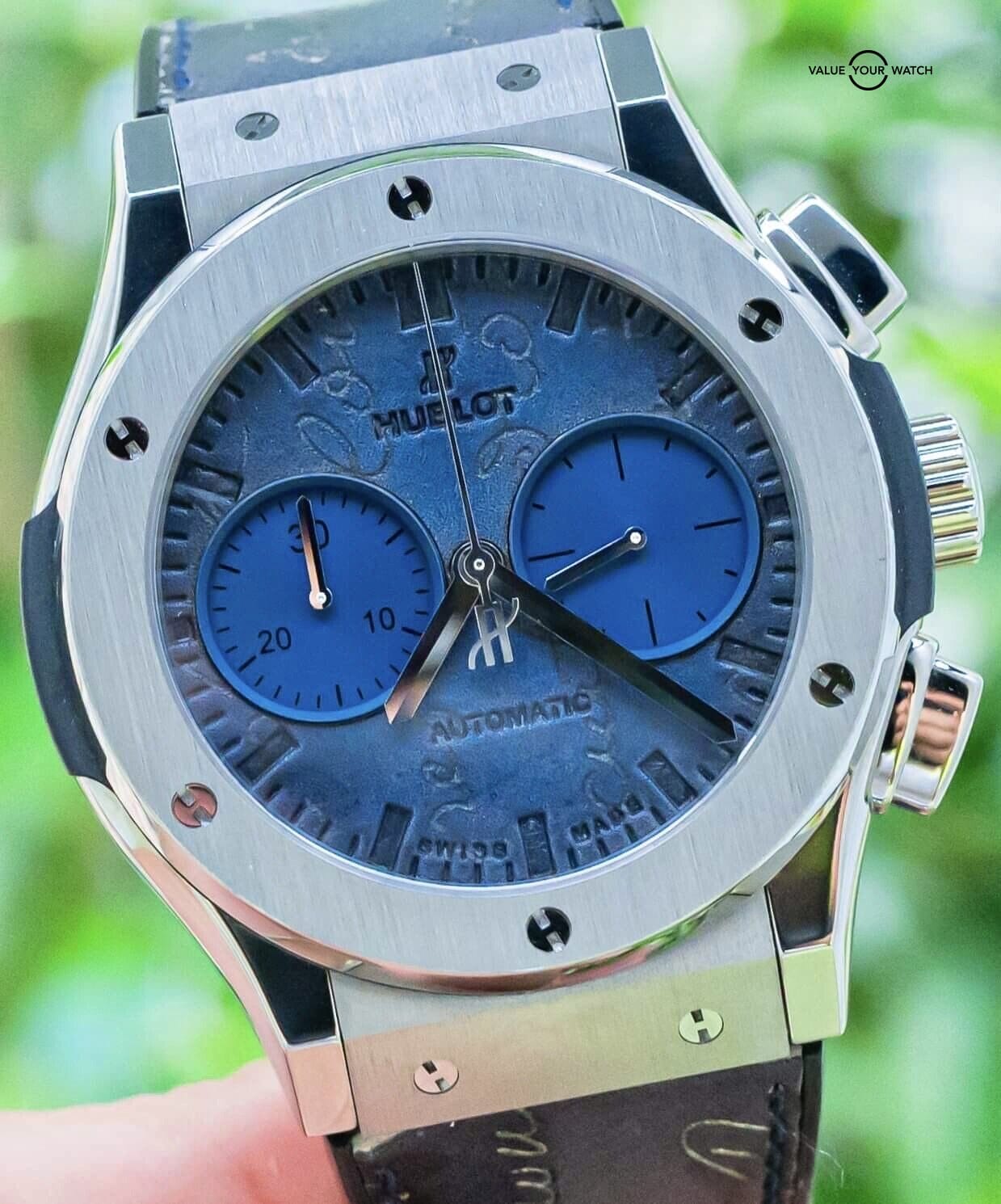 Hublot Classic Fusion Chronograph 45 Berluti Scritto Blue  521.NX.050B.VR.JBER17 - A stunning luxury watch for sale on Value Your  Watch.