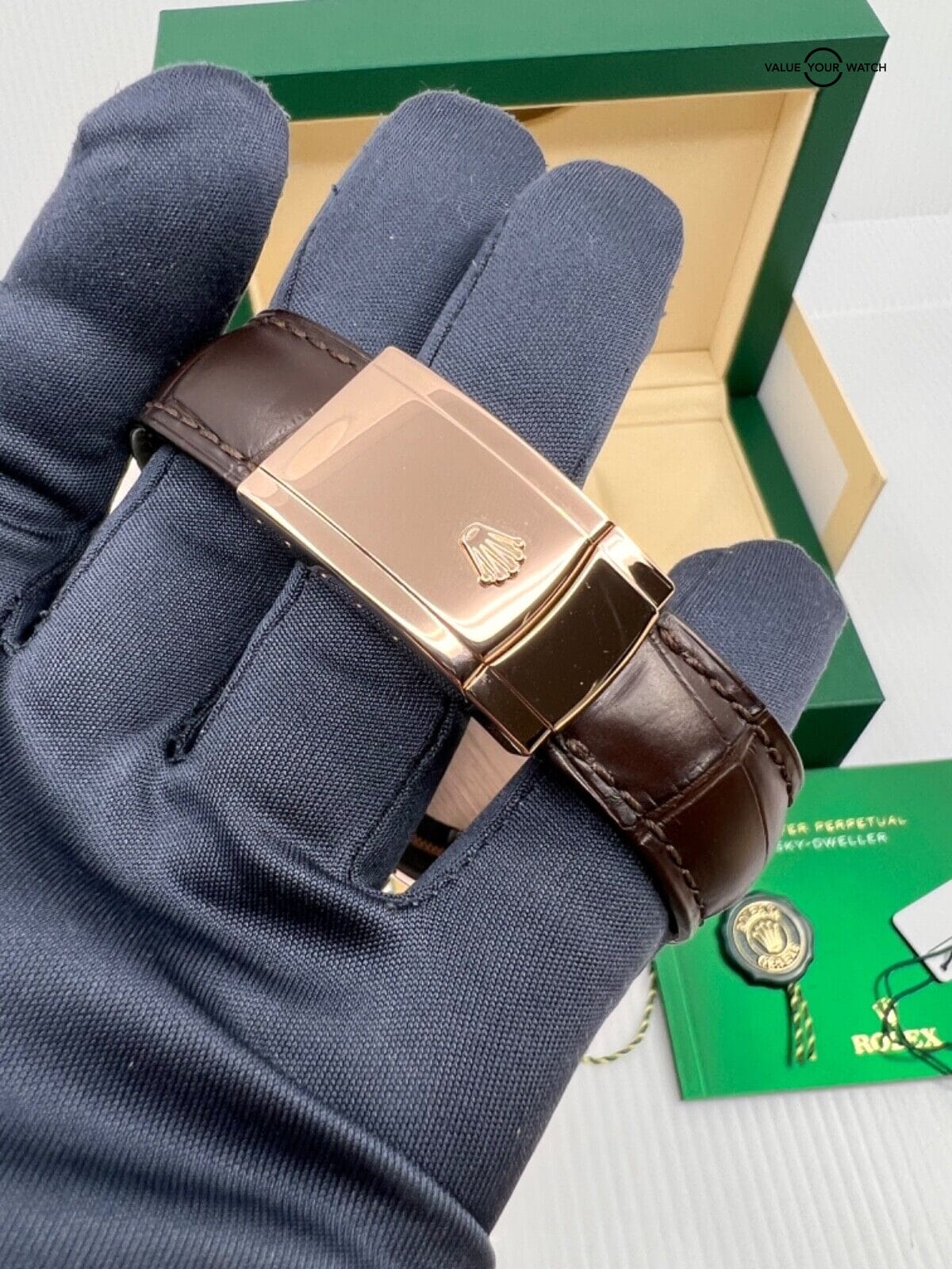 2019 MINT Complete Set White Stick Dial Rolex Sky Dweller Rose Gold 326135 42MM - Image 3