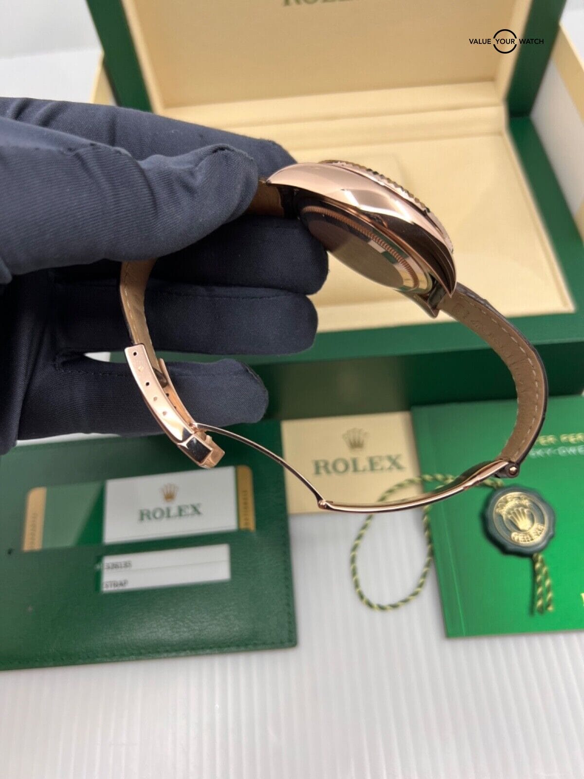 2019 MINT Complete Set White Stick Dial Rolex Sky Dweller Rose Gold 326135 42MM - Image 4