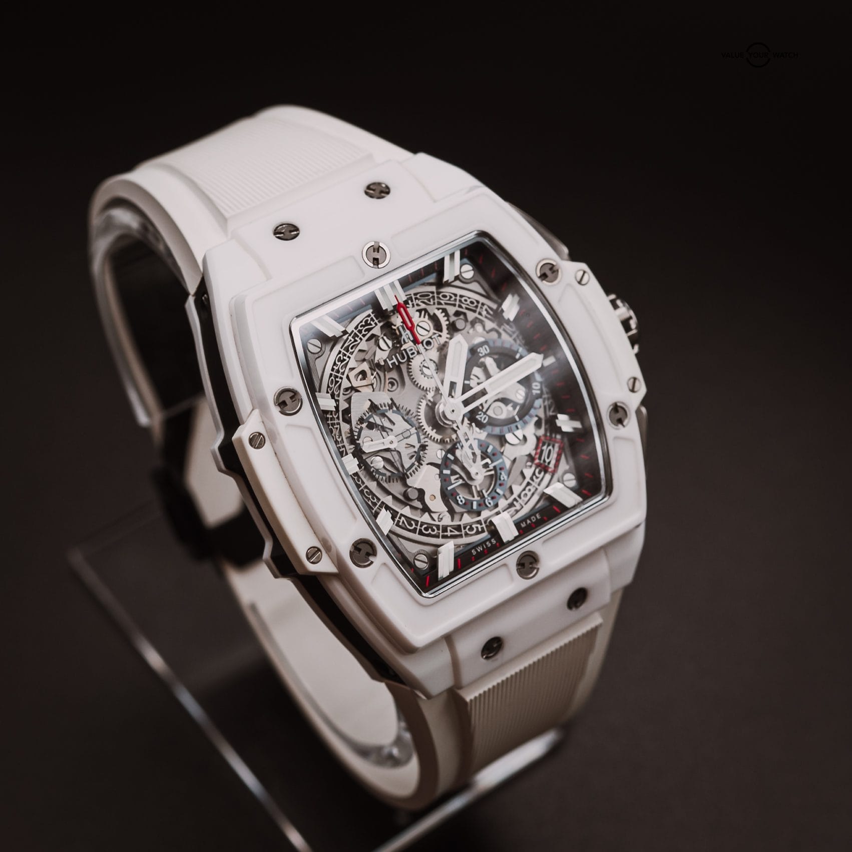 Hublot Spirit of Big Bang White Ceramic Chronograph Skeleton 42mm 642.HX.0170.RX Value Your Watch