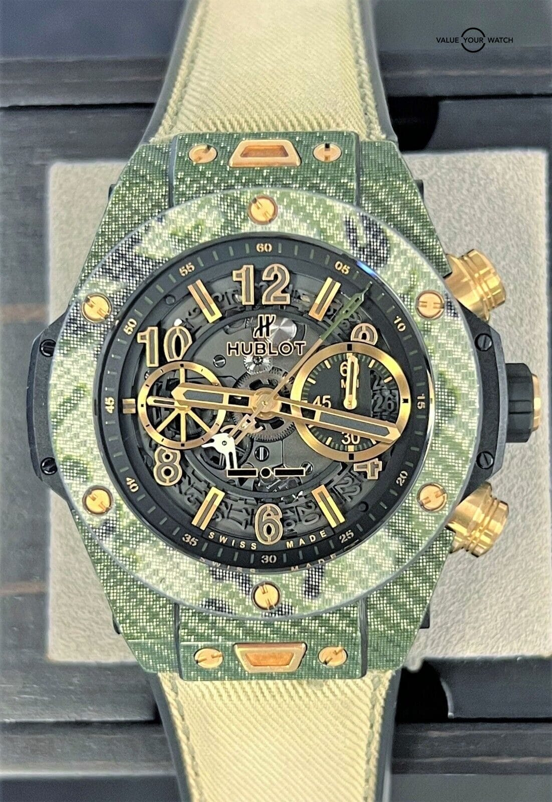 Hublot Big Bang Unico Chronograph 45mm 411.YG.1198.NR.ITI16 Green Camo SERVICED!