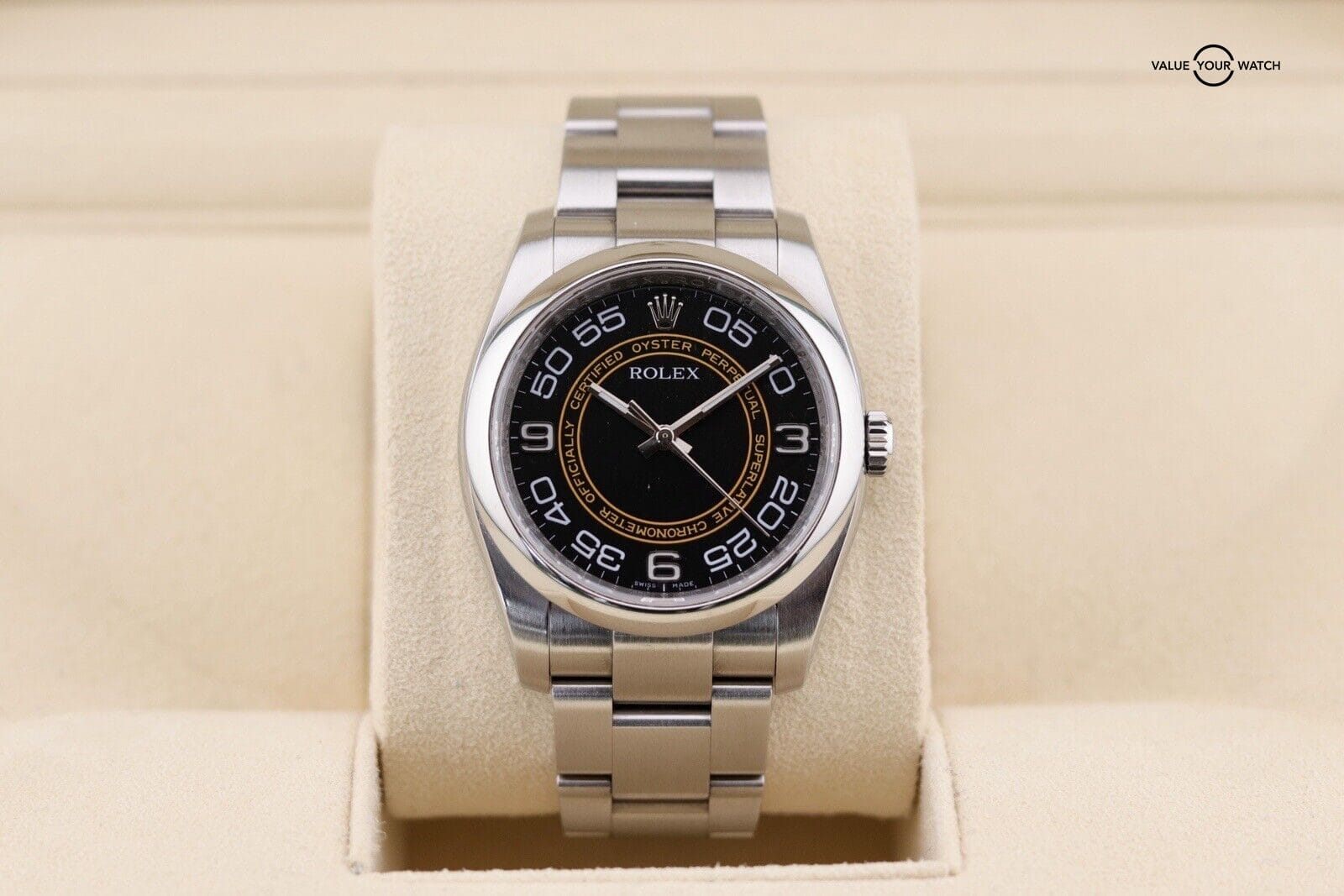 Rolex Oyster Perpetual OP36 Men's Black Watch Only 116000 Harley Dial