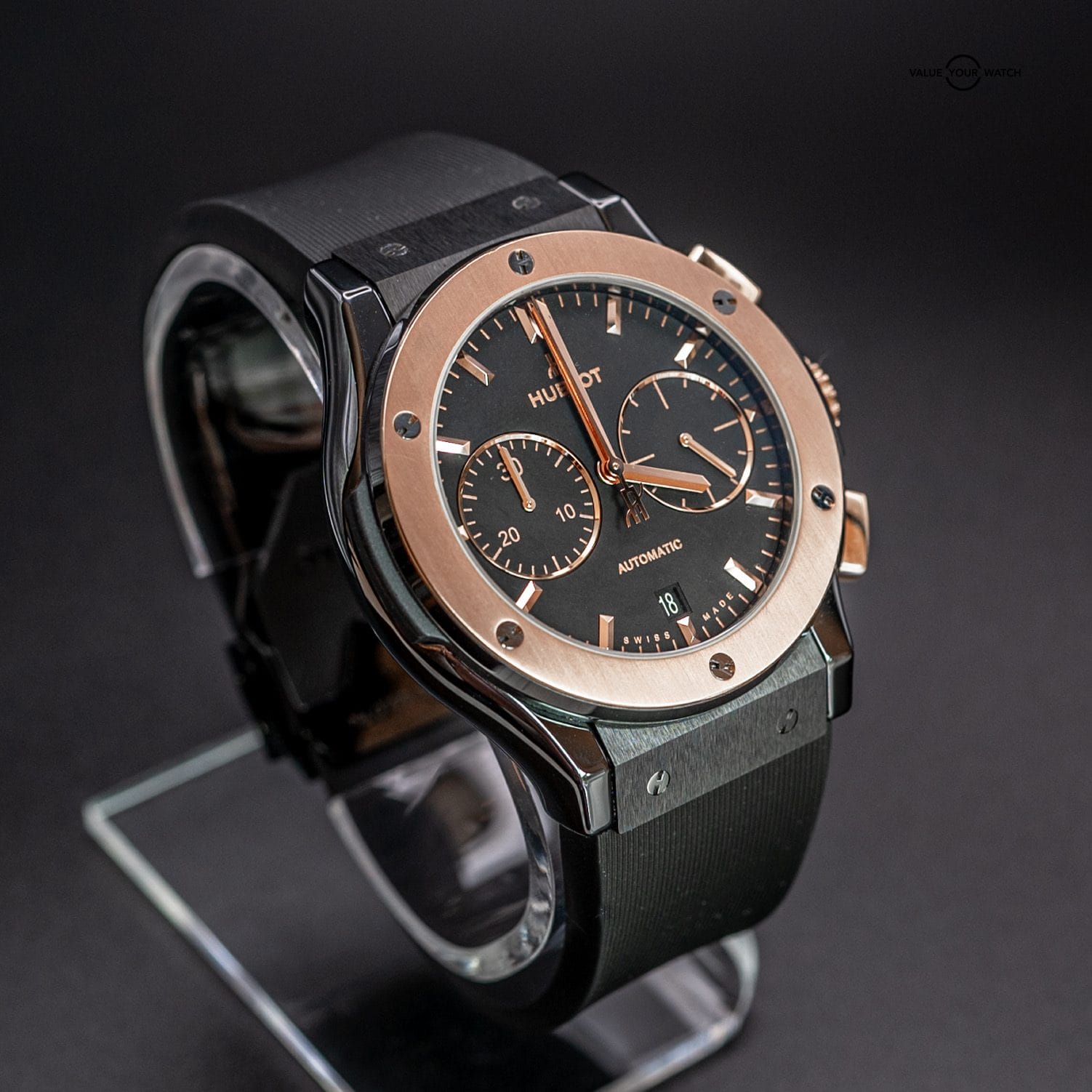 Hublot Classic Fusion King Rose Gold Chronograph Black Dial 45mm 521.CO.1181.RX -- FRESH SERVICE, FULL SET - Image 4