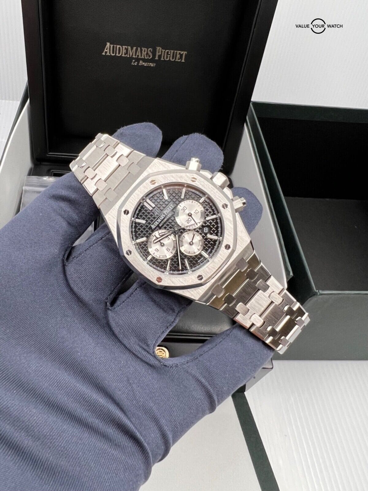 J Serial Black Silver Dial Audemars Piguet Royal Oak AP 41mm