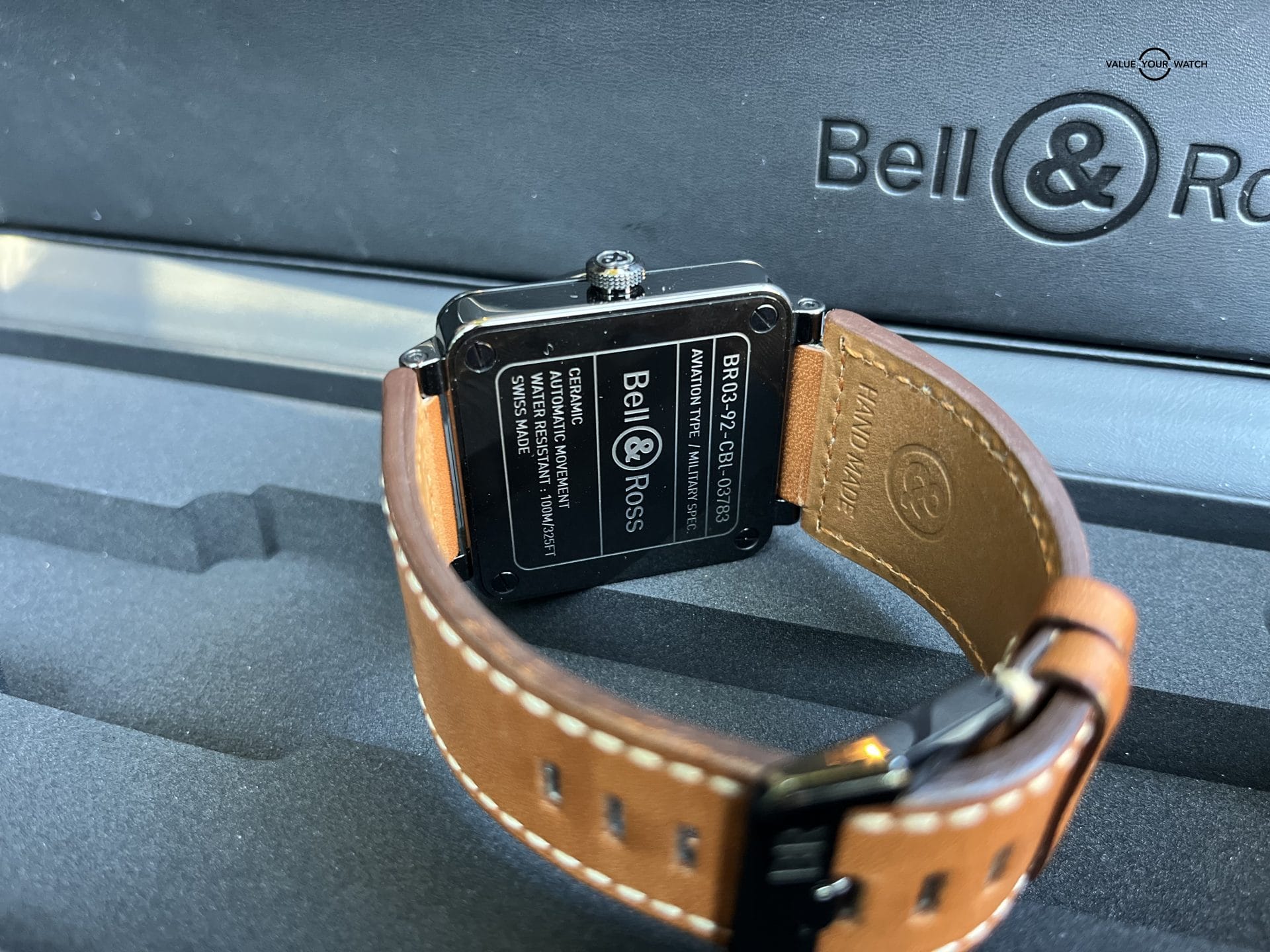 Extremely Clean BELL & ROSS Aviation BR03-92 Black Ceramic 42mm Brown Leather - Image 7