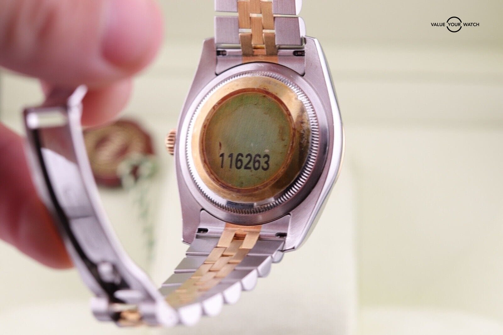 ROLEX MENS DATEJUST WATCH 18KT GOLD STEEL 36MM TURN-O-GRAPH 116263 WITH PAPERS - Image 2