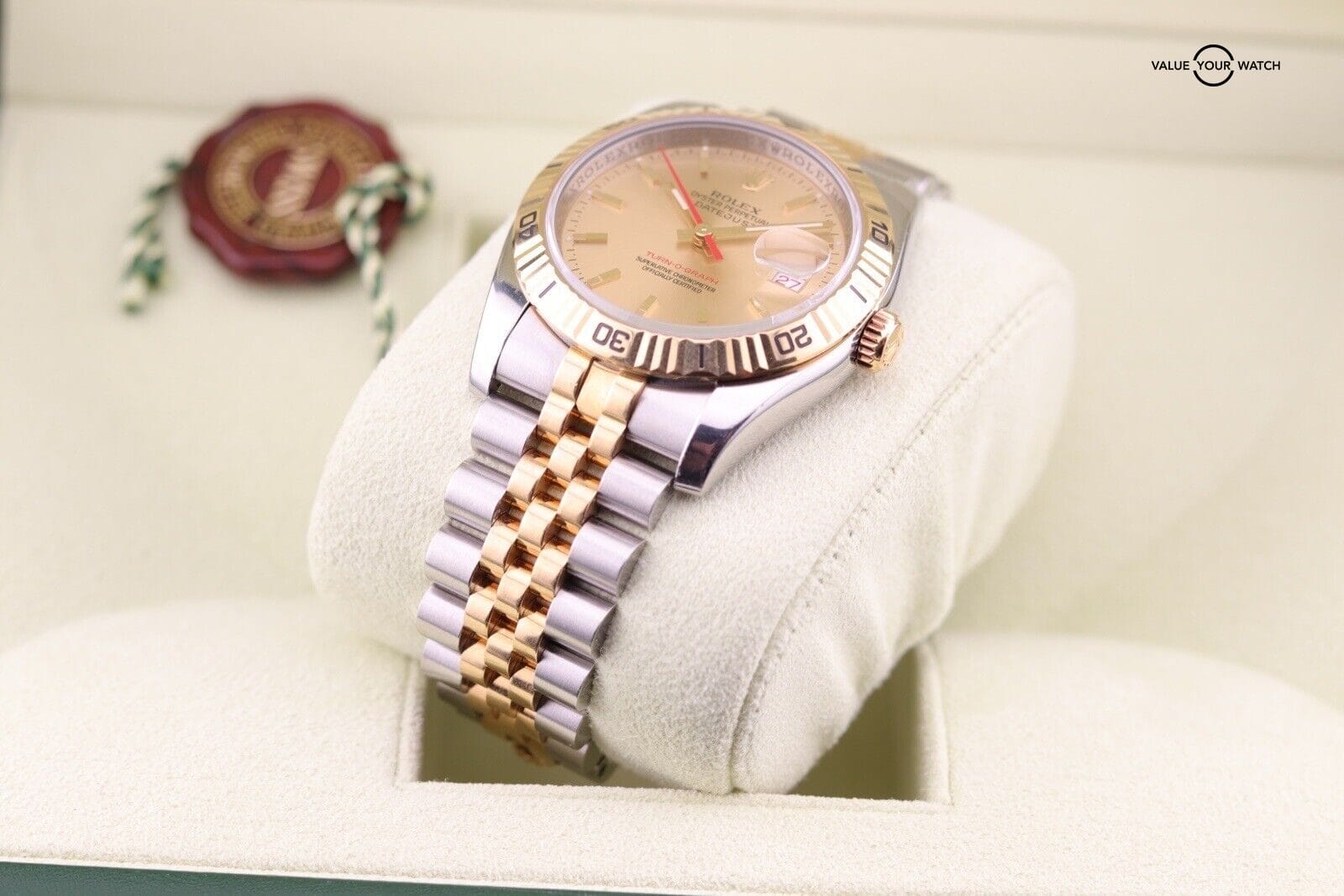 ROLEX MENS DATEJUST WATCH 18KT GOLD STEEL 36MM TURN-O-GRAPH 116263 WITH PAPERS - Image 7