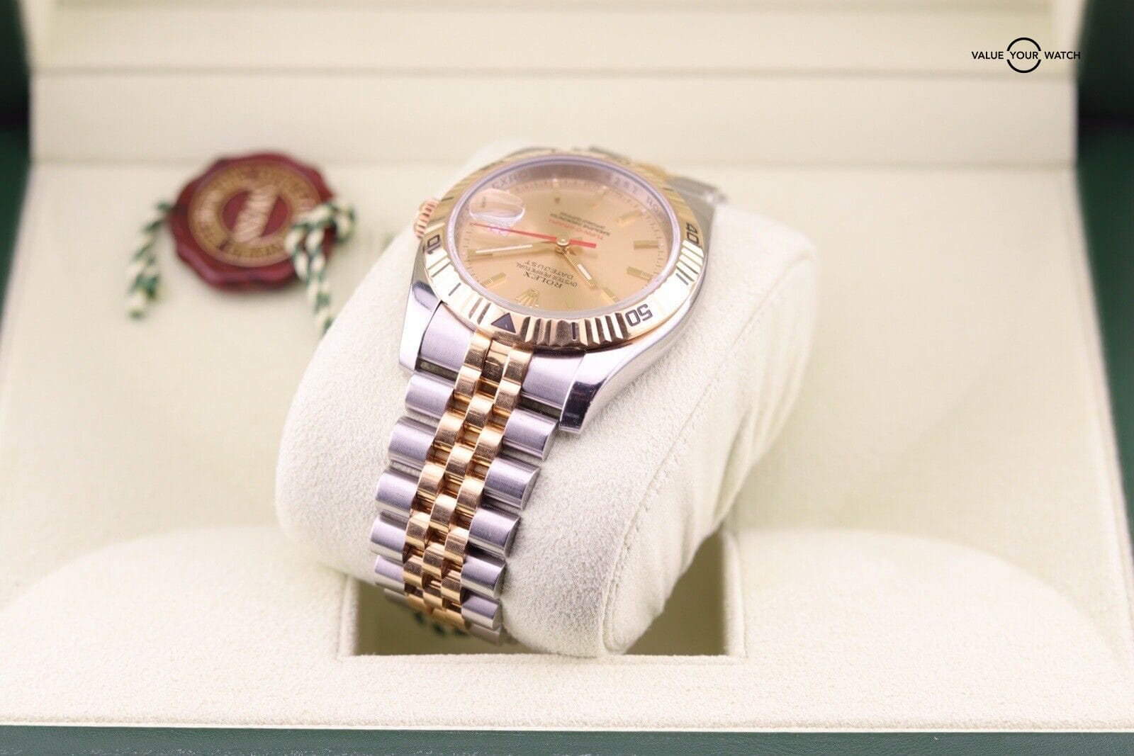 ROLEX MENS DATEJUST WATCH 18KT GOLD STEEL 36MM TURN-O-GRAPH 116263 WITH PAPERS - Image 9