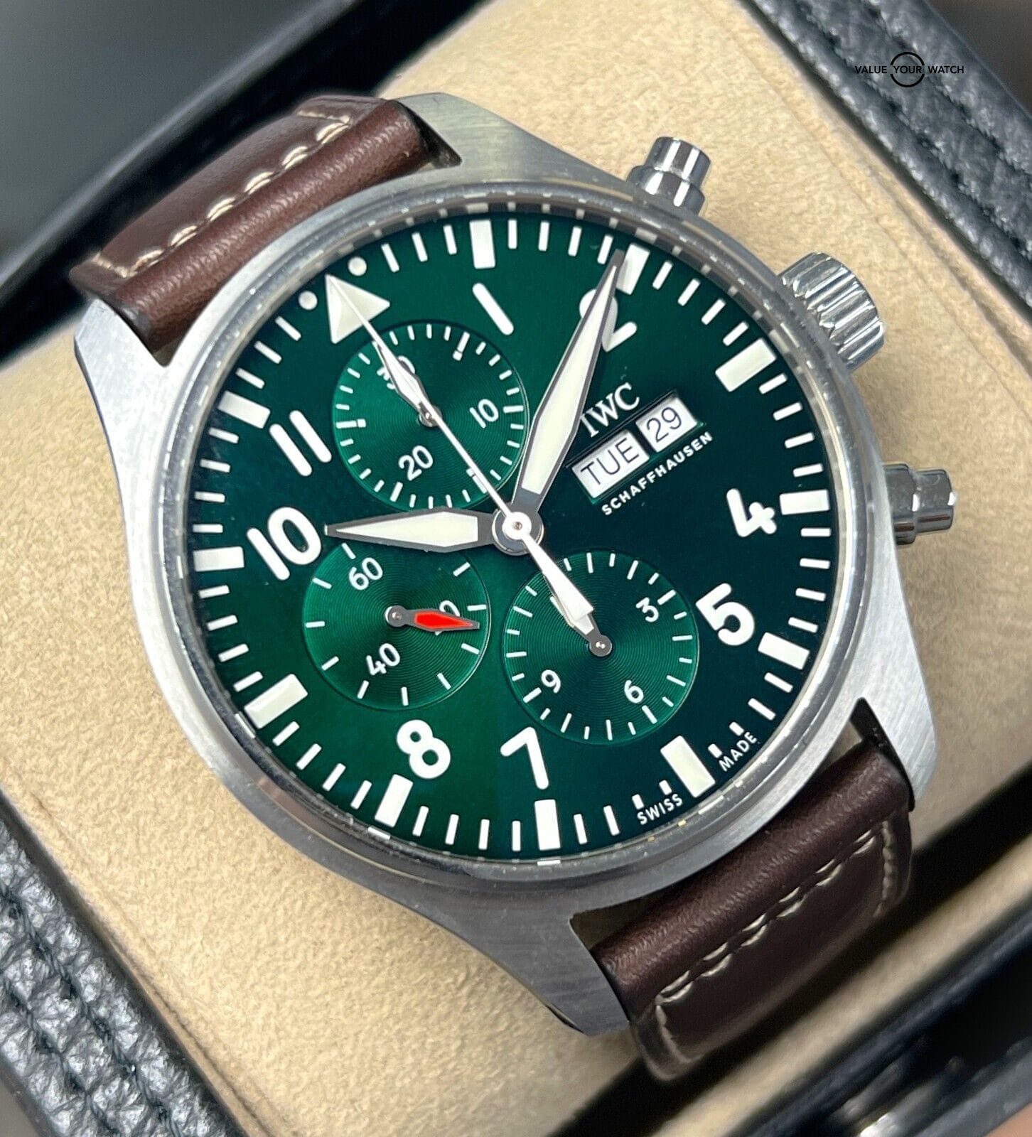 IWC Pilot s Chronograph Racing Green Dial 43mm IW377726 BOXES PAPERS Value Your Watch