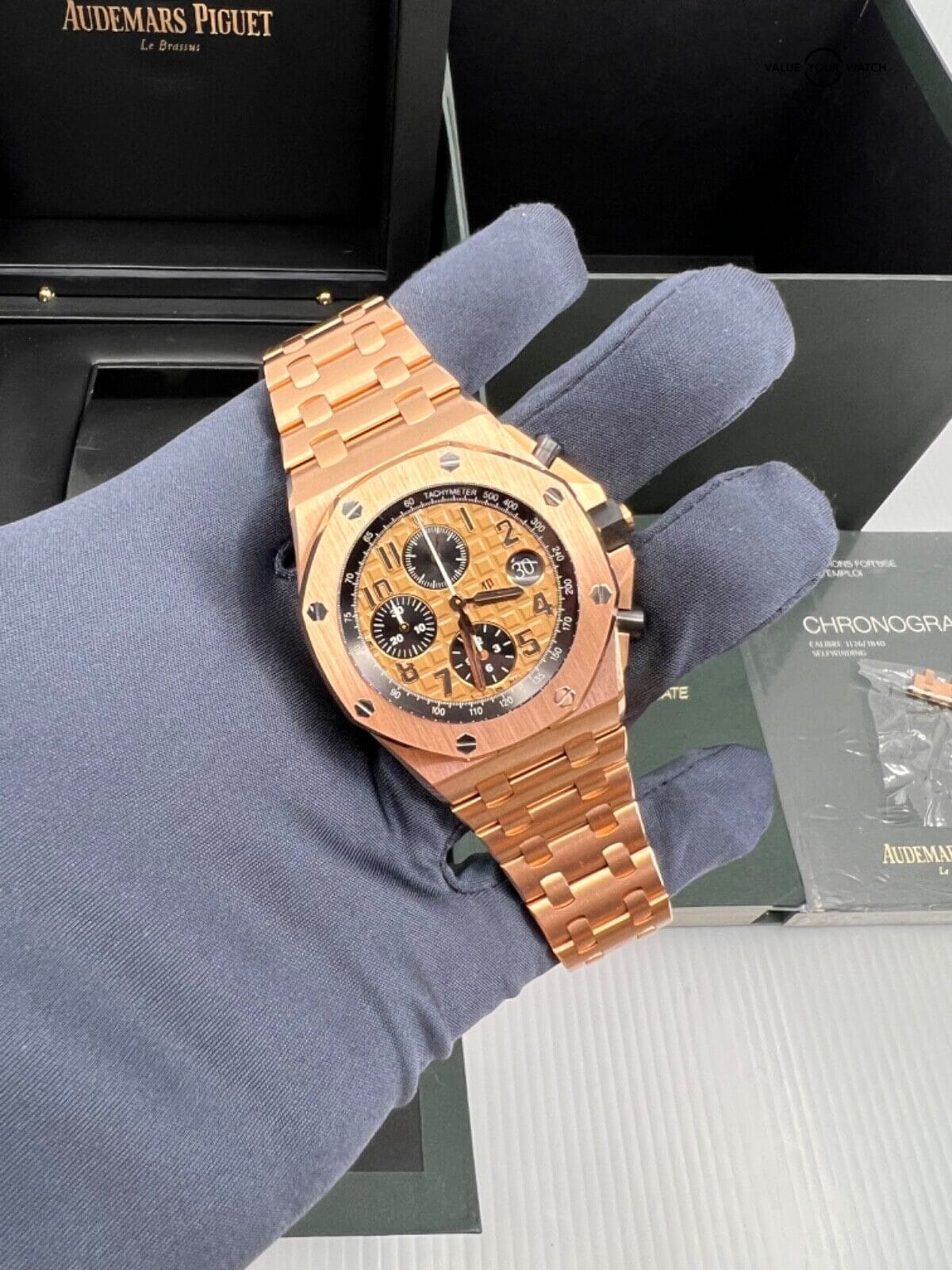 2017 Box Papers Audemars Piguet Royal Oak Offshore Salmon Dial Rose Gold 42mm