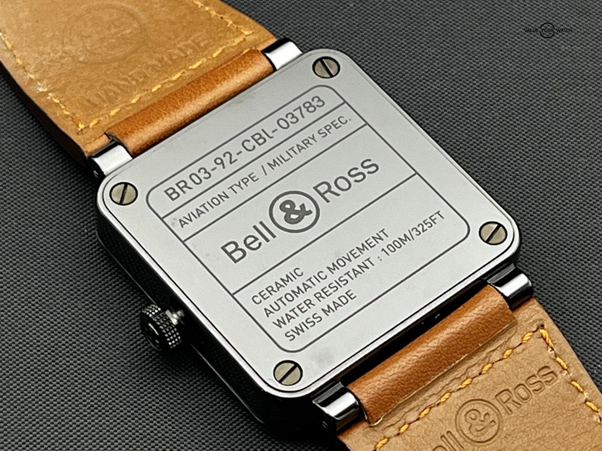 Extremely Clean BELL & ROSS Aviation BR03-92 Black Ceramic 42mm Brown Leather - Image 2