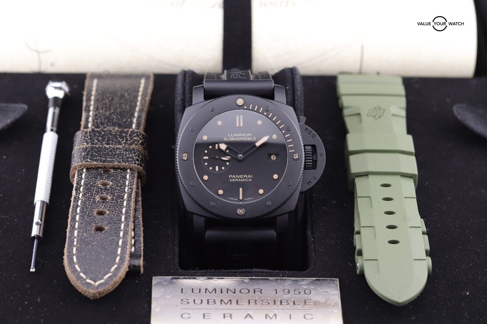 Panerai Luminor Submersible 1950 3 Days Auto Ceramic Mens Strap Watch PAM 508 - Image 4