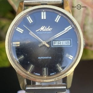 Vintage Mido Multifort Automatic Watch Day Date Runs Estate Sale T Swiss T Dial