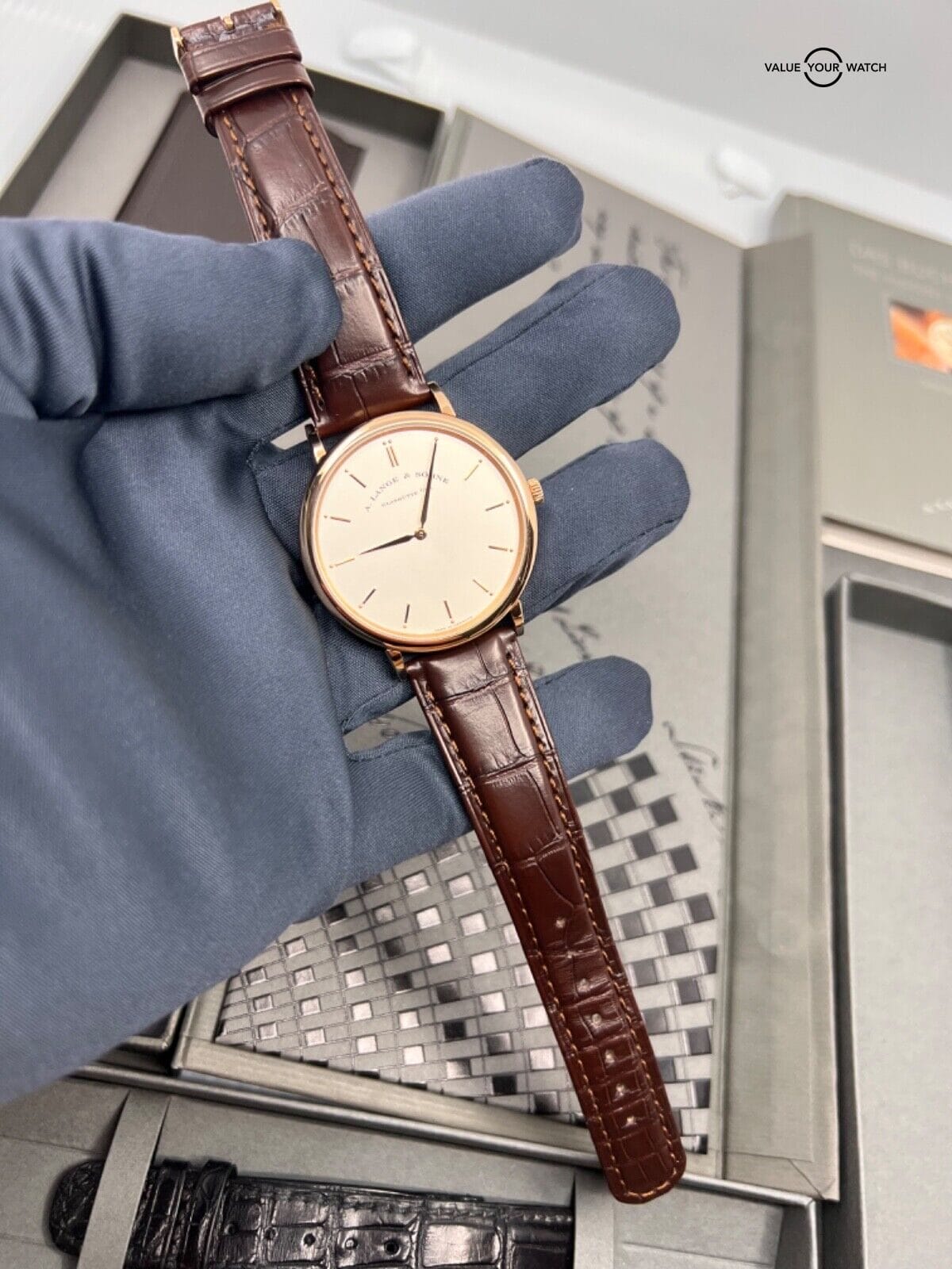 Rose Gold 40mm Complete Set A.LANGE & SOHNE SAXONIA 211.032 Hand Engraved Bridge