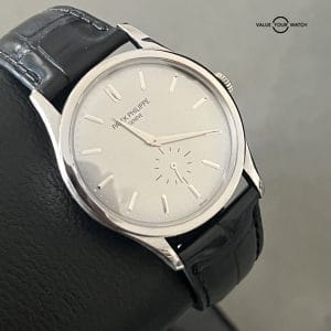 Patek Philippe 5196G 37mm 18k White Gold Calatrava Black Leather Watch Box MINT