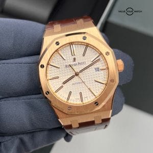 Mint AUDEMARS PIGUET ROYAL OAK SILVER White DIAL Original STRAP 41mm ROSE GOLD