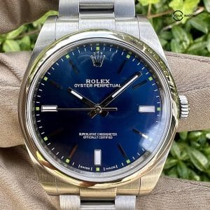 Rolex Oyster Perpetual 39 114300 Blue and Green Dial Complete Set Box &amp; Papers