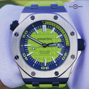 Limited Edition Audemars Piguet Royal Oak Offshore Diver Watch Lime Green Funky Color Edition 15710ST.OO.A038CA.01