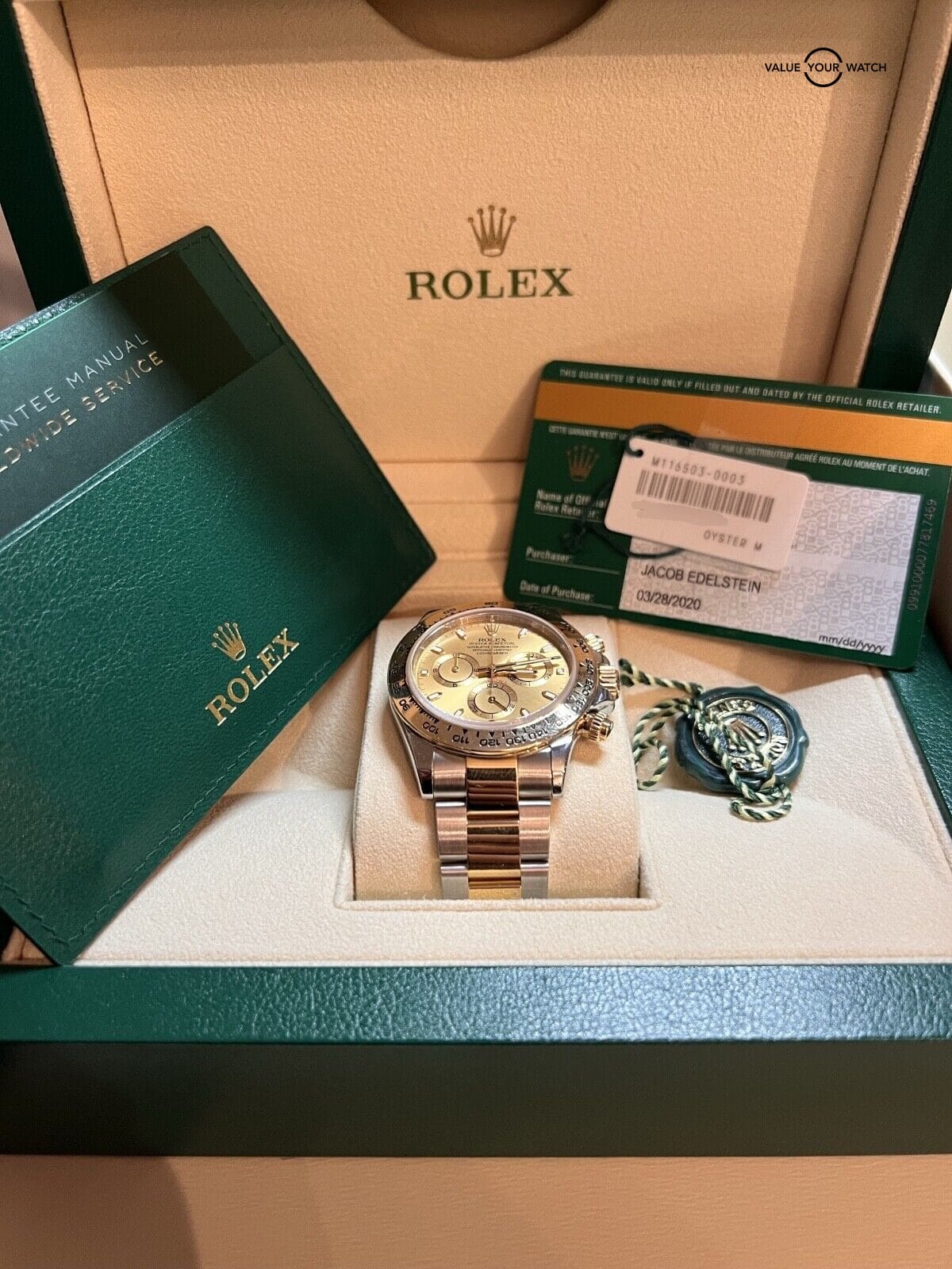 2020 Champagne Dial Box Papers Rolex Daytona Two-Tone 18K Yellow Gold Steel - Image 2