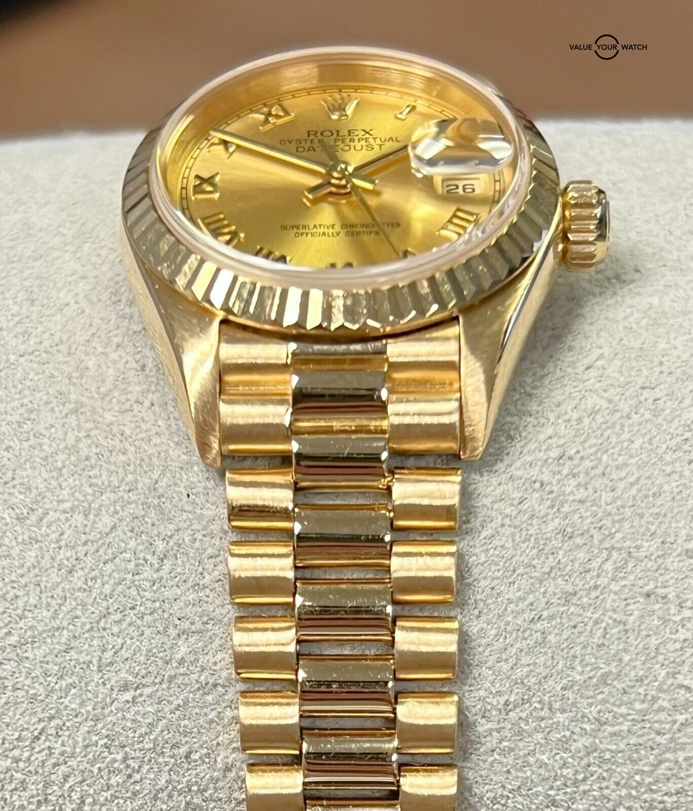 Rolex Lady-Datejust 69178 President 26mm 18K Yellow Gold Roman Numeral! - Image 7