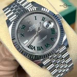 Rolex Datejust 41 Wimbledon Dial Stainless Steel White Gold 126334 BOXES/PAPERS!