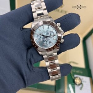 2020 Rolex Daytona 116506A Platinum Ice Blue Dial with Baguette Hour Markers