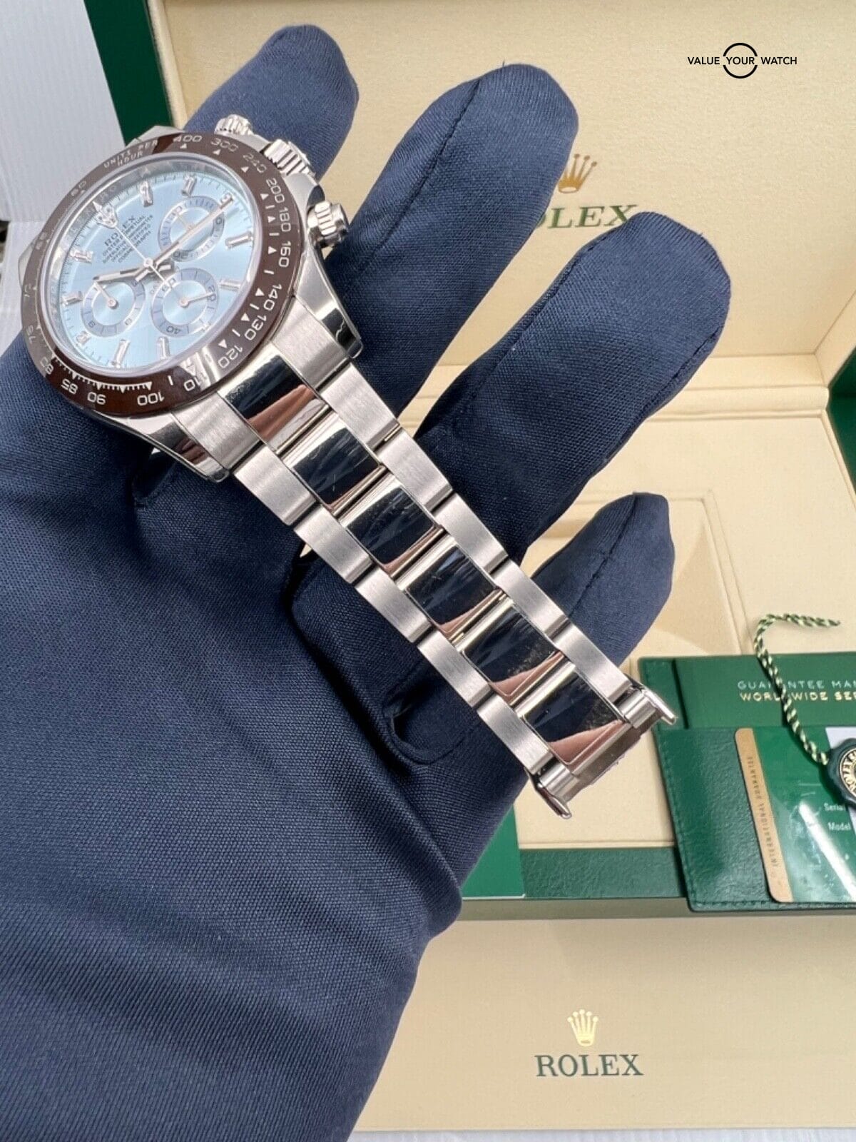 2020 Rolex Daytona 116506A Platinum Ice Blue Dial with Baguette Hour Markers - Image 8