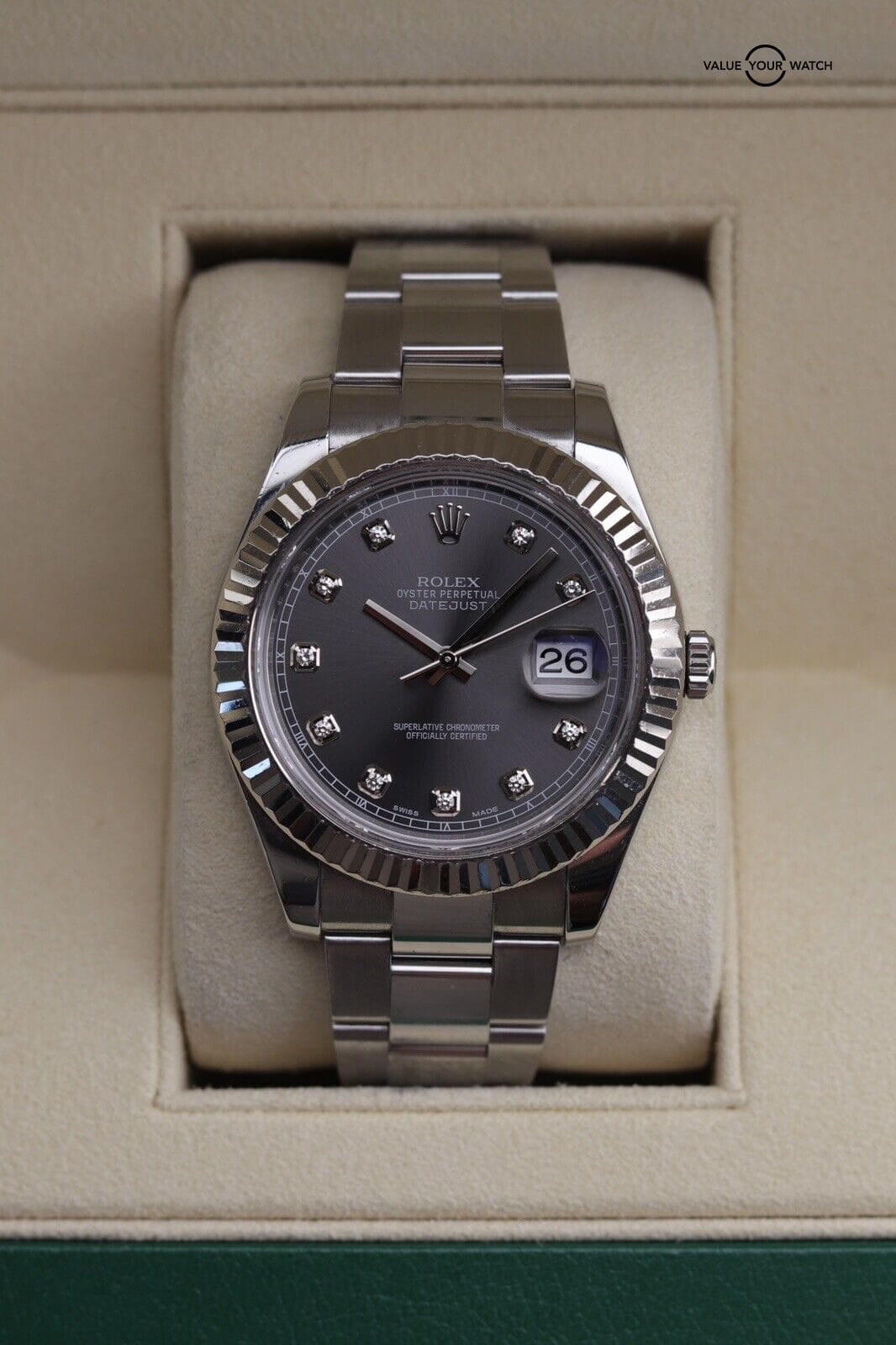 CLEAN Rolex 116334 Datejust 41 Rhodium Diamond Dial Stainless Box Paper 2016 - Image 5