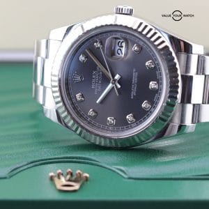 CLEAN Rolex 116334 Datejust 41 Rhodium Diamond Dial Stainless Box Paper 2016