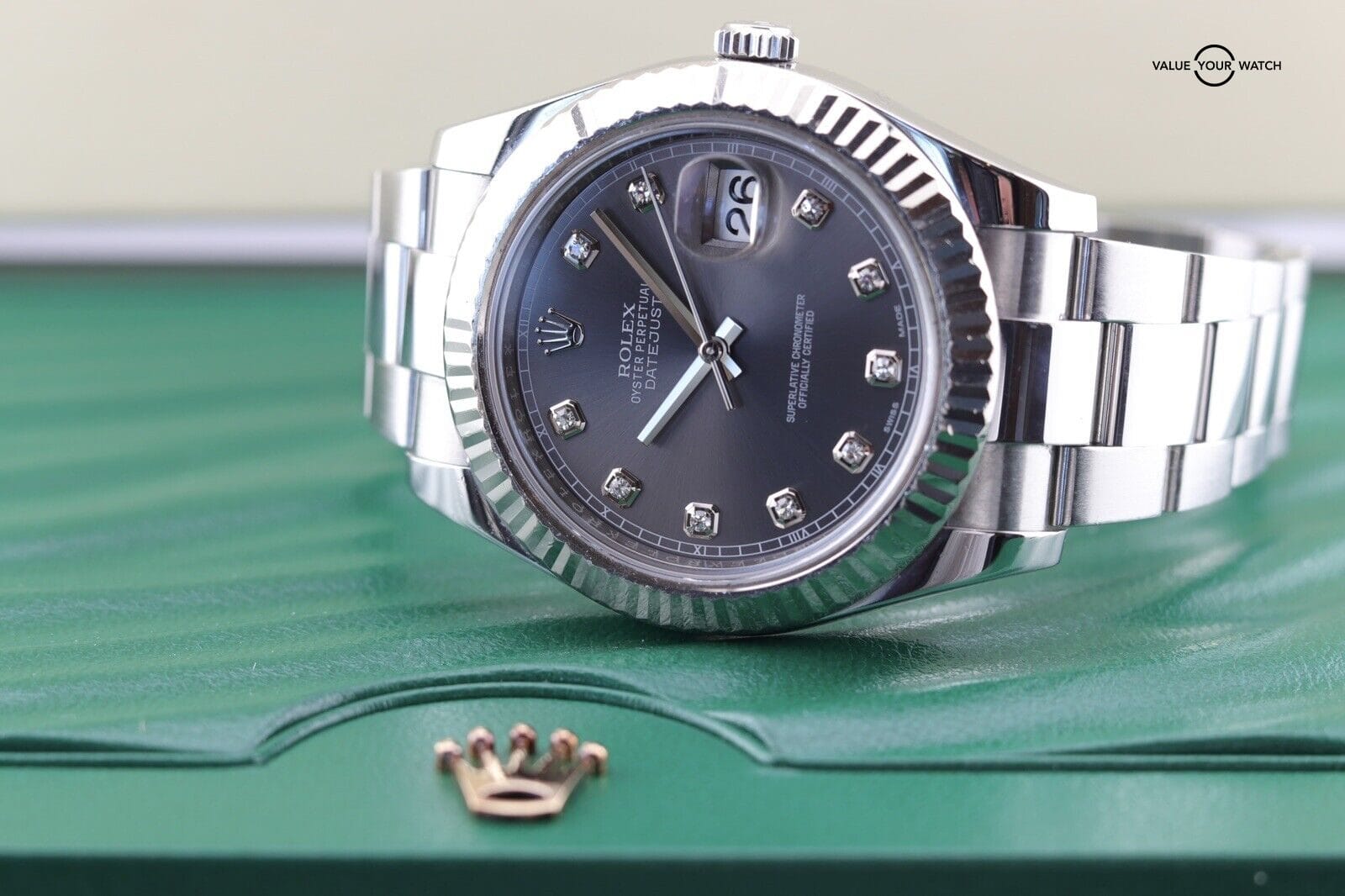 CLEAN Rolex 116334 Datejust 41 Rhodium Diamond Dial Stainless Box Paper 2016